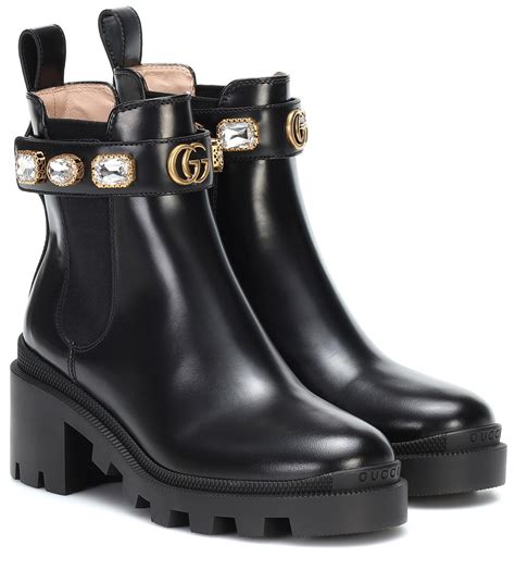 women's black leather Gucci boots